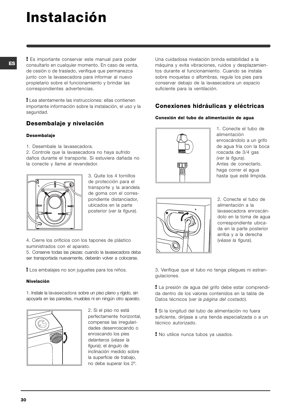 Instalación | Indesit IWDE-12-(EU) User Manual | Page 30 / 56
