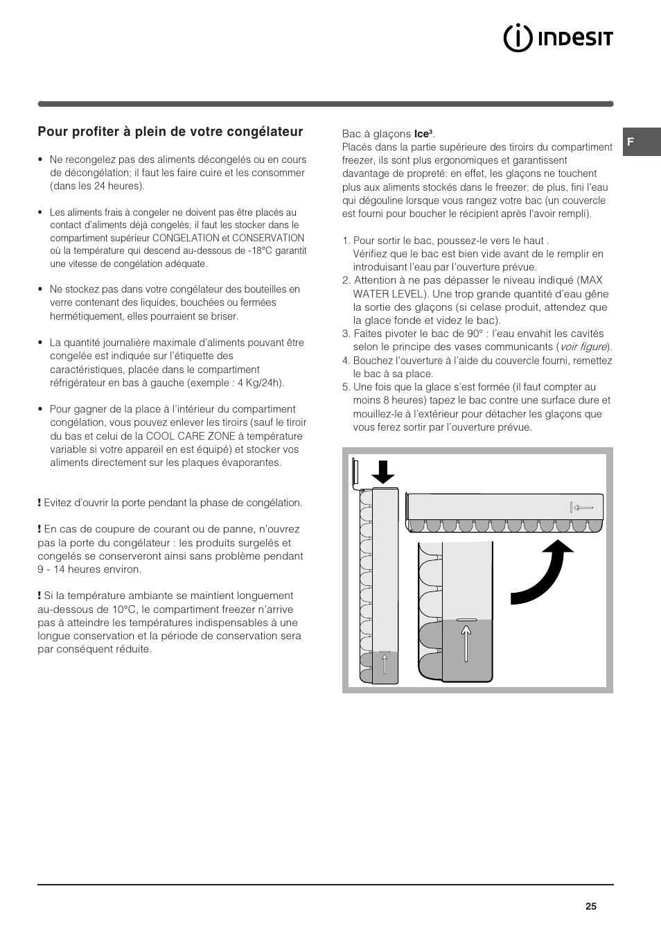 Pour profiter à plein de votre congélateur | Indesit PBAA-13 User Manual | Page 25 / 60