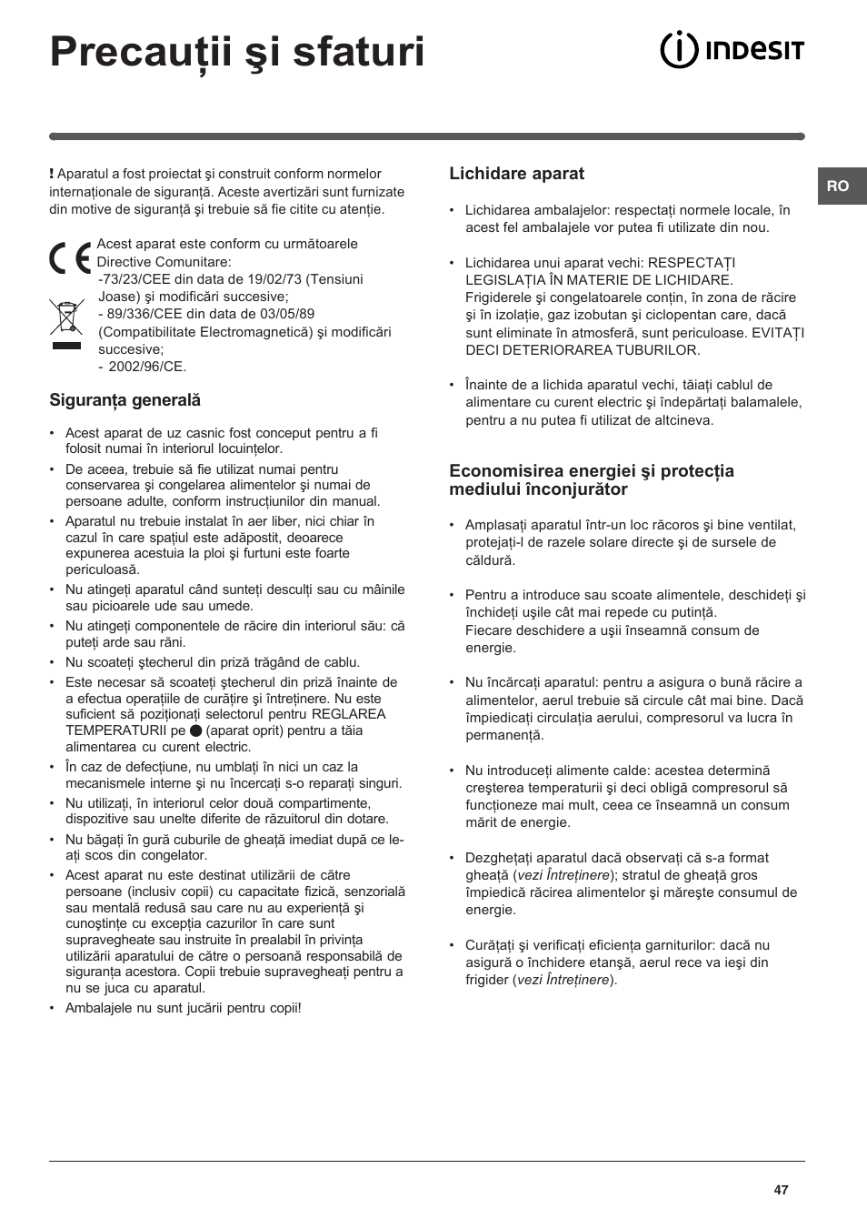 Indesit PBAA-13 User Manual | Page 47 / 60