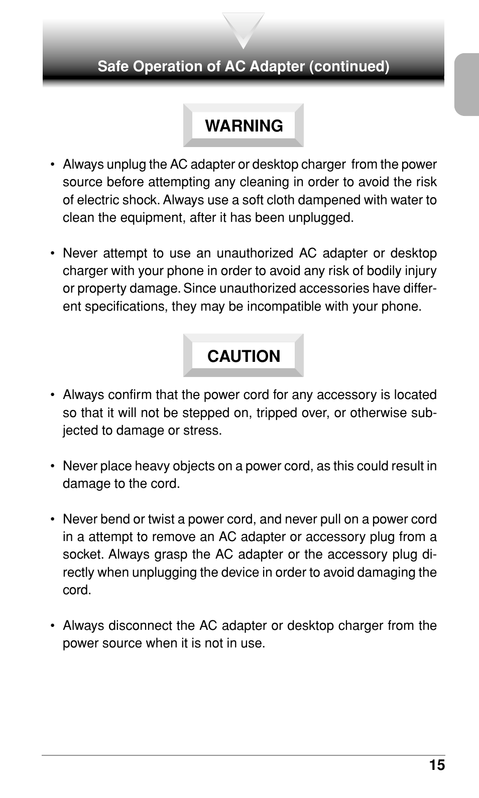 Warning caution | Audiovox CDM-9500 User Manual | Page 16 / 145