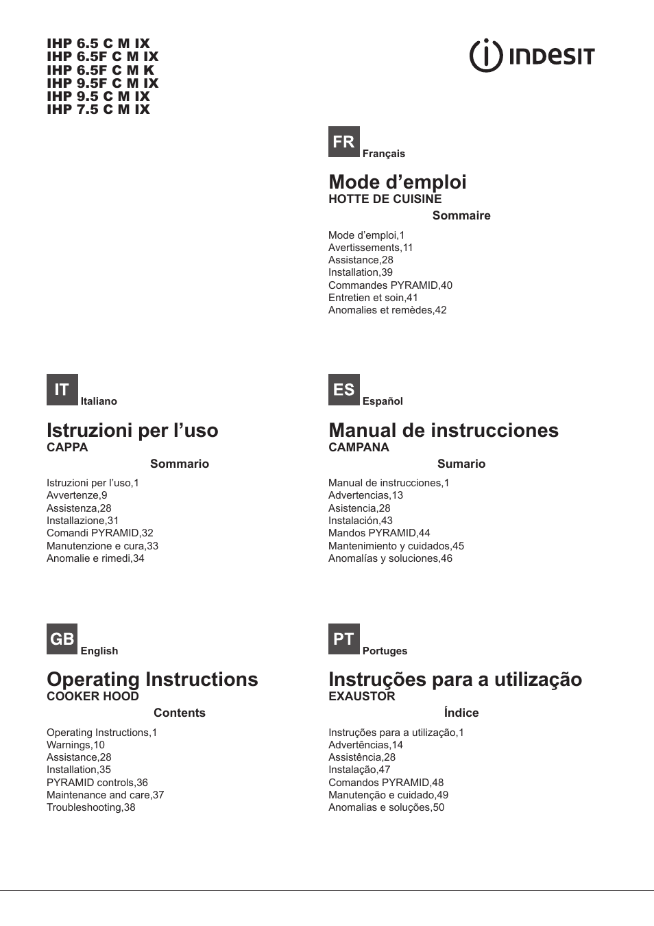 Indesit IHP-7.5-C-M-IX User Manual | 80 pages