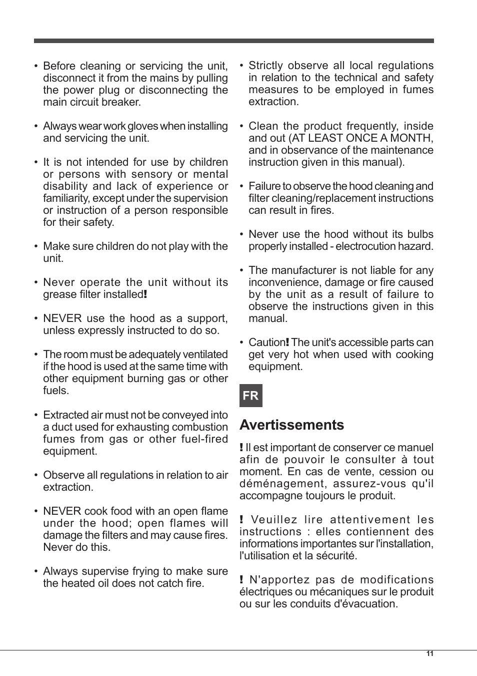 Avertissements | Indesit IHP-7.5-C-M-IX User Manual | Page 11 / 80