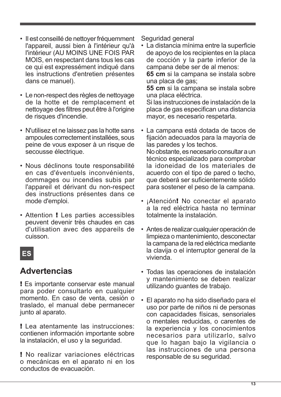 Advertencias | Indesit IHP-7.5-C-M-IX User Manual | Page 13 / 80