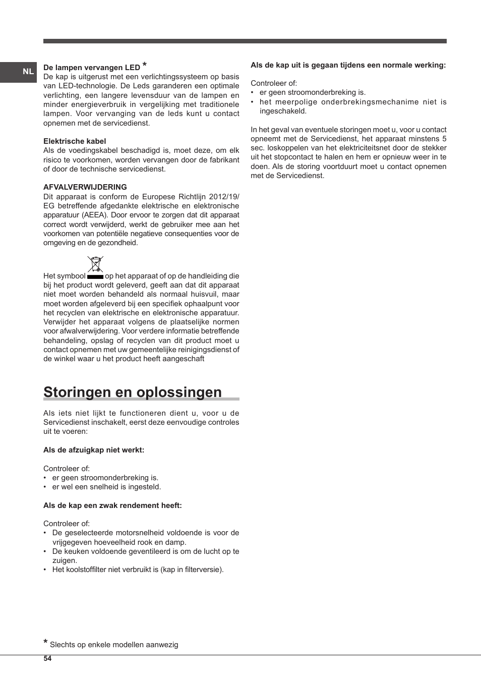 Storingen en oplossingen | Indesit IHP-7.5-C-M-IX User Manual | Page 54 / 80