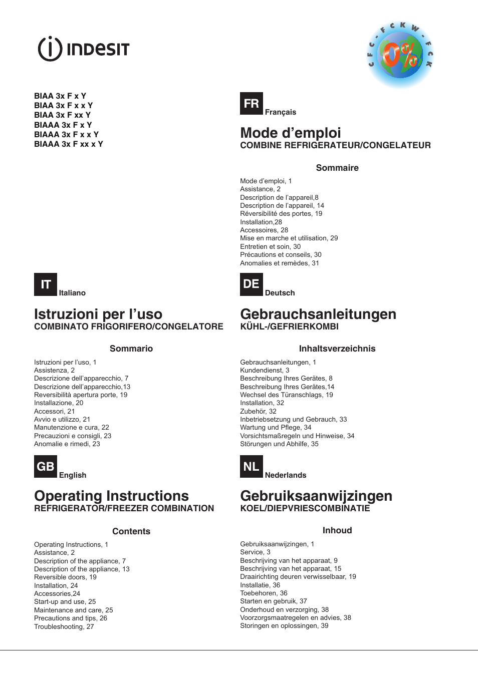 Indesit BIAAA-34-F-SI-H-Y User Manual | 64 pages
