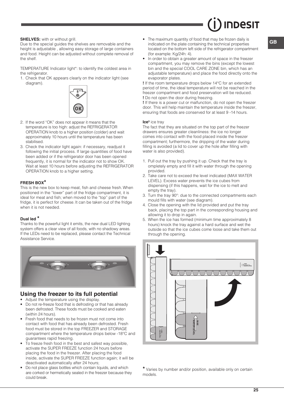 Using the freezer to its full potential | Indesit BIAAA-34-F-SI-H-Y User Manual | Page 25 / 64