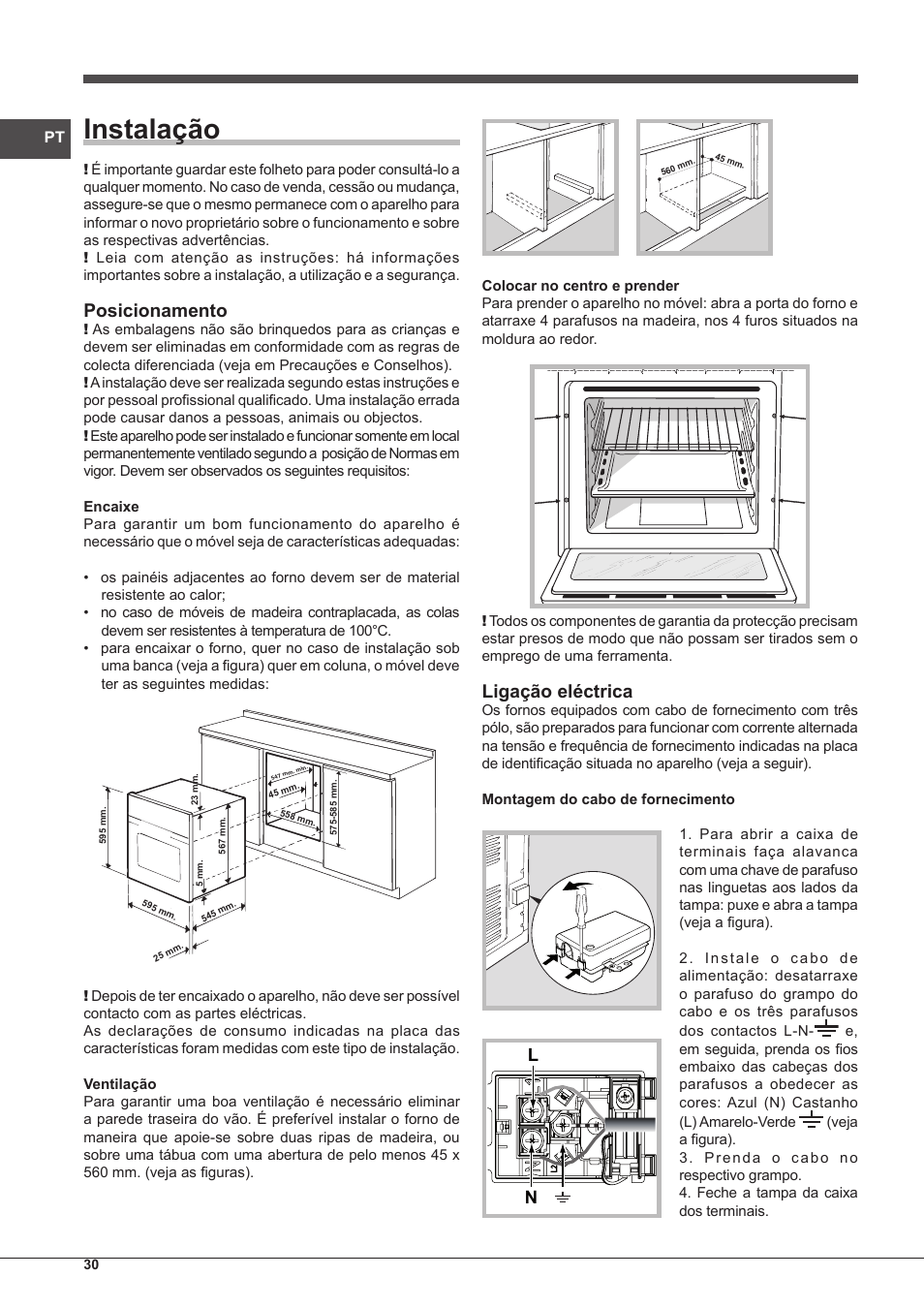 Instalação, Posicionamento, Ligação eléctrica | Indesit FMR-54-K.A-(AV) User Manual | Page 30 / 44