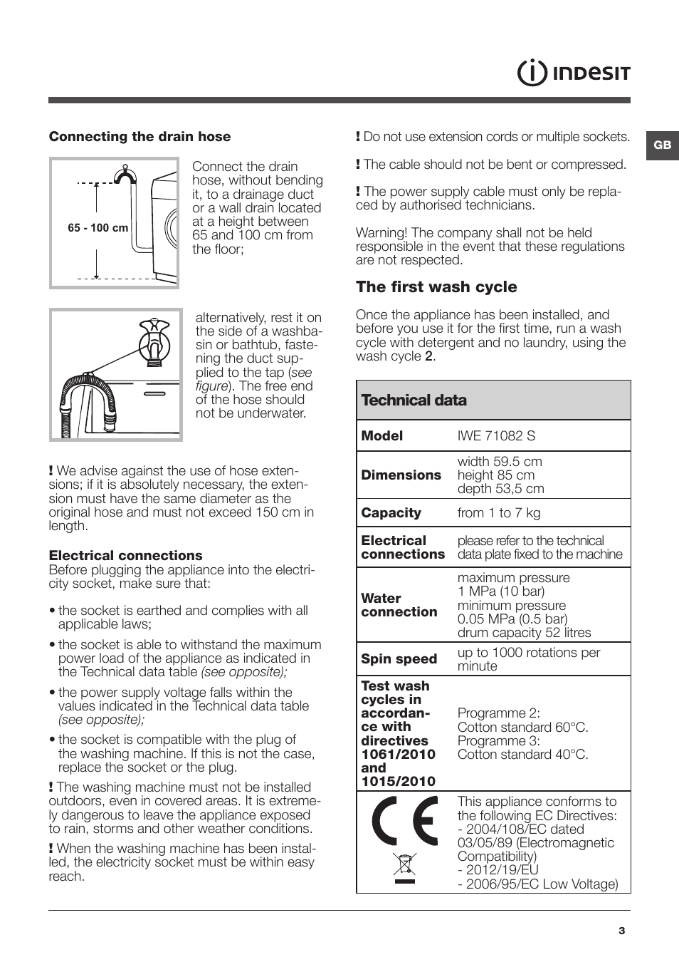 Indesit IWE-71082-S-C-ECO(EU User Manual | Page 3 / 60