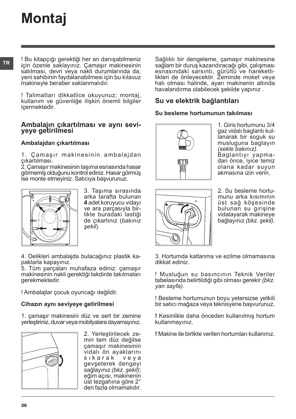 Montaj | Indesit IWE-71082-S-C-ECO(EU User Manual | Page 38 / 60