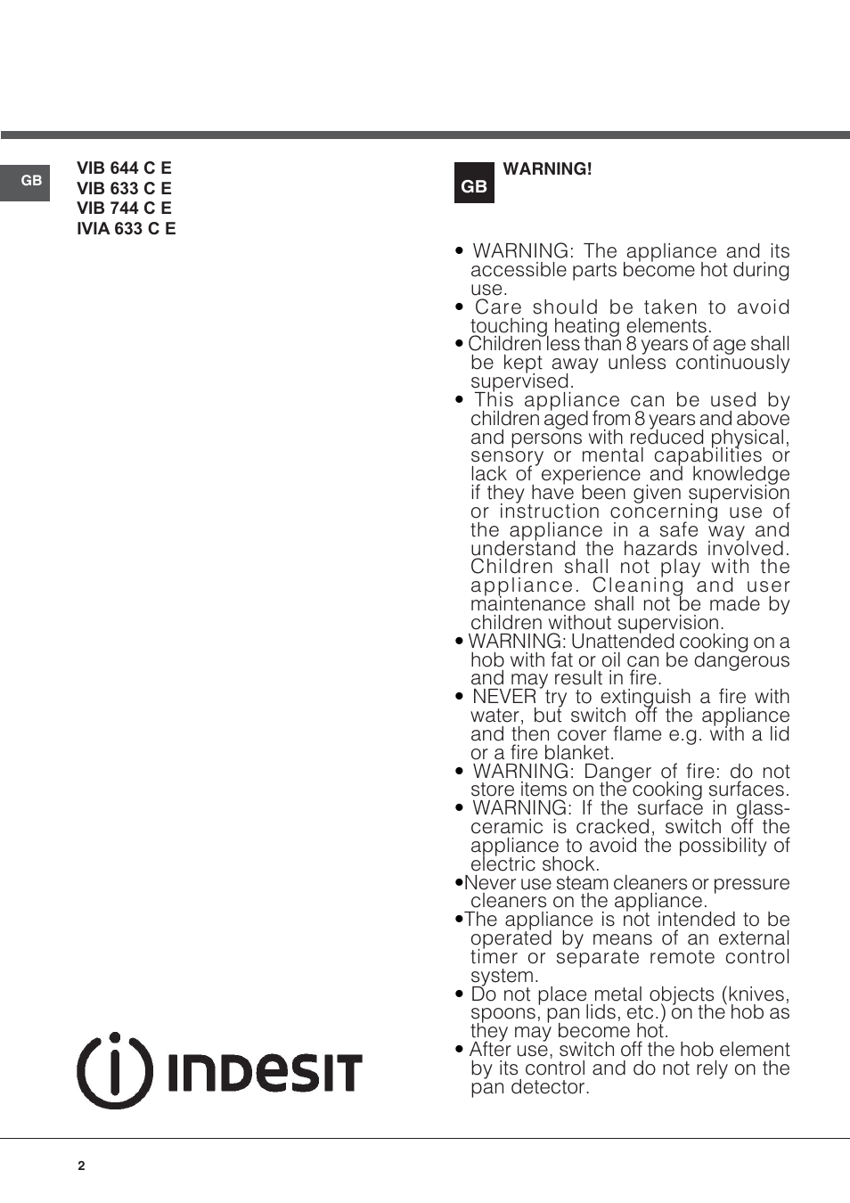 Indesit VIB-644-C-E User Manual | Page 2 / 84