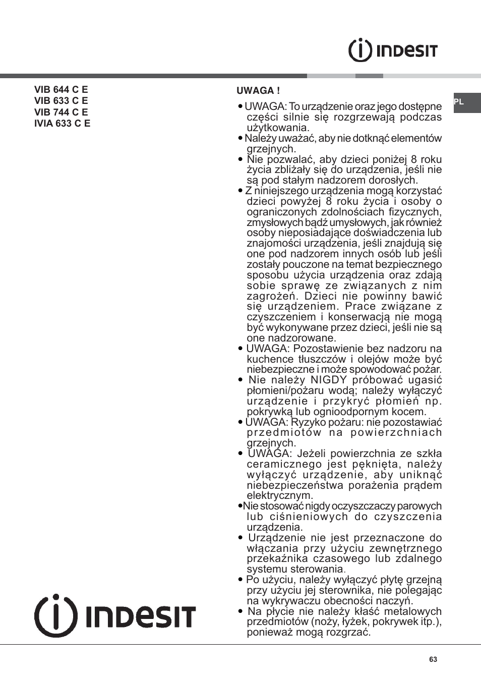 Indesit VIB-644-C-E User Manual | Page 63 / 84