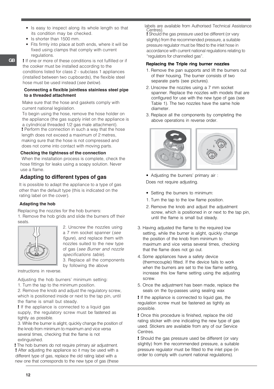 Adapting to different types of gas | Indesit KN3T76SA(X)-U-S User Manual | Page 12 / 76