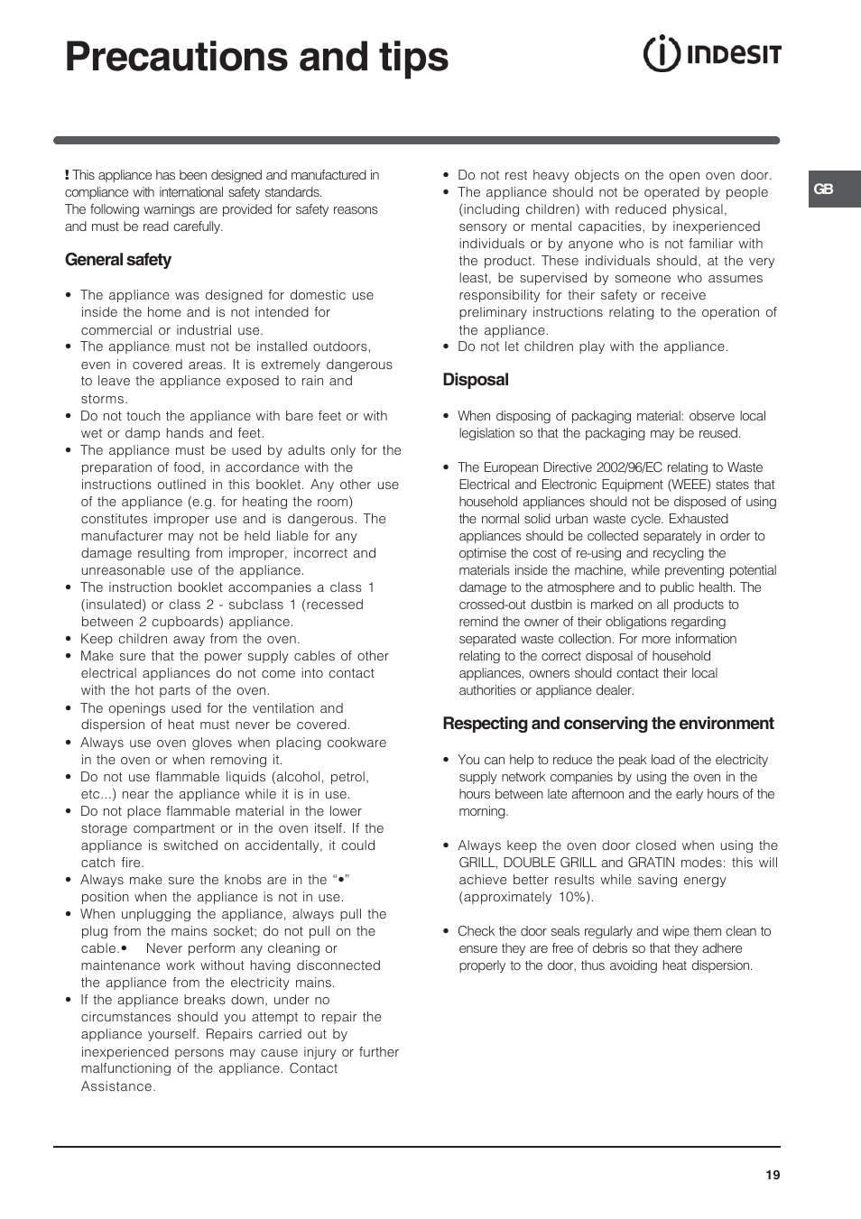 Precautions and tips | Indesit KN3T76SA(X)-U-S User Manual | Page 19 / 76