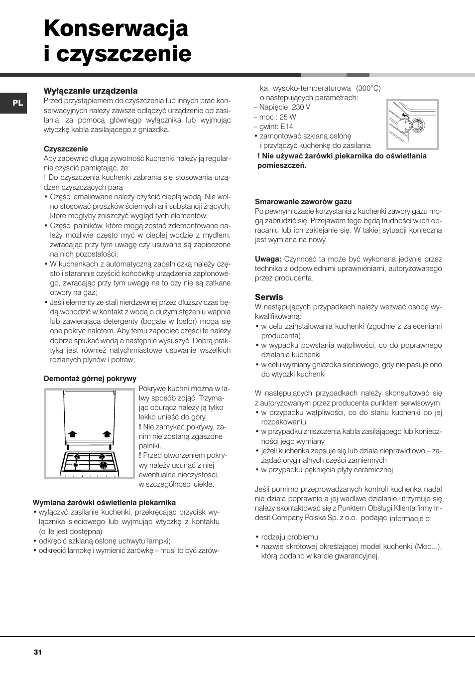 Konserwacja i czyszczenie | Indesit KN3T76SA(X)-U-S User Manual | Page 31 / 76