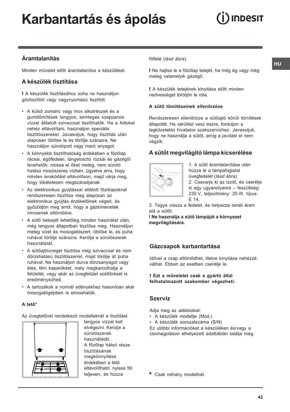 Karbantartás és ápolás | Indesit KN3T76SA(X)-U-S User Manual | Page 42 / 76