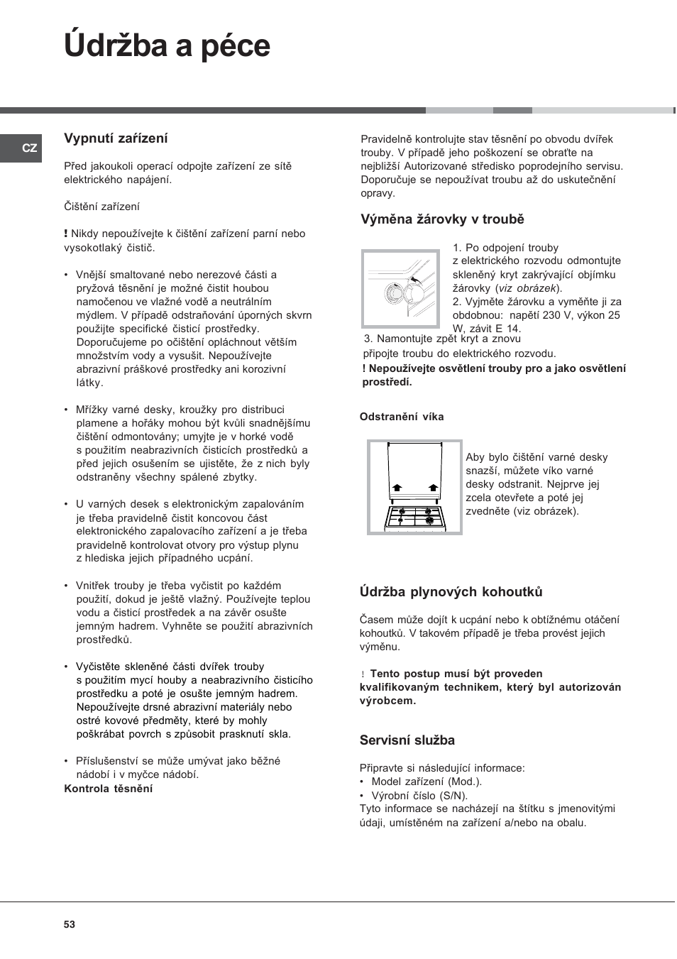 Údržba a péce | Indesit KN3T76SA(X)-U-S User Manual | Page 53 / 76