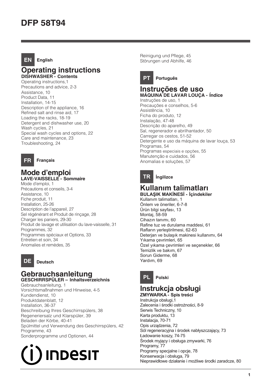 Indesit DFP-58T94-CA-NX-EU User Manual | 80 pages