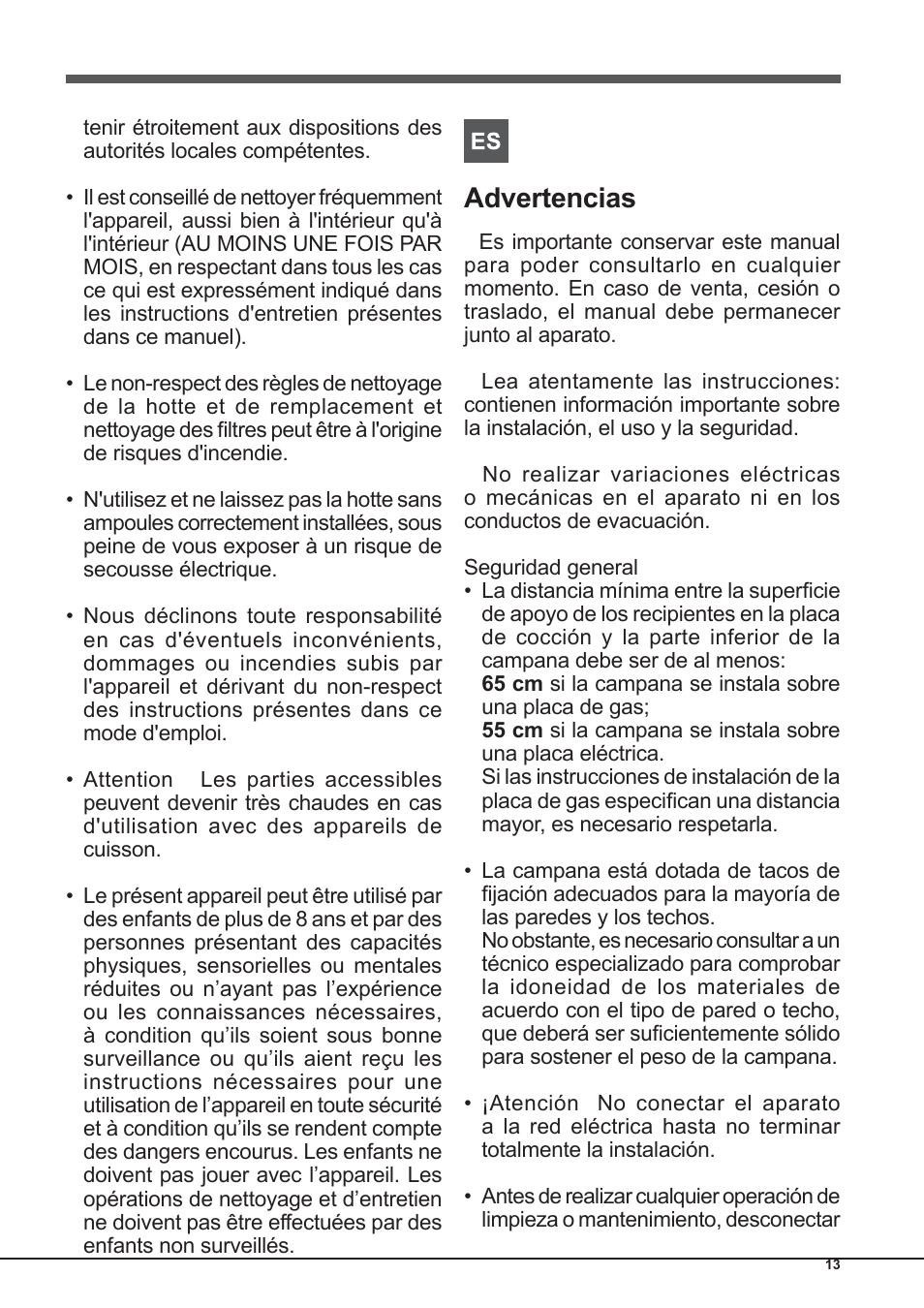 Advertencias | Indesit IHP-9.5-C-M-IX User Manual | Page 13 / 80
