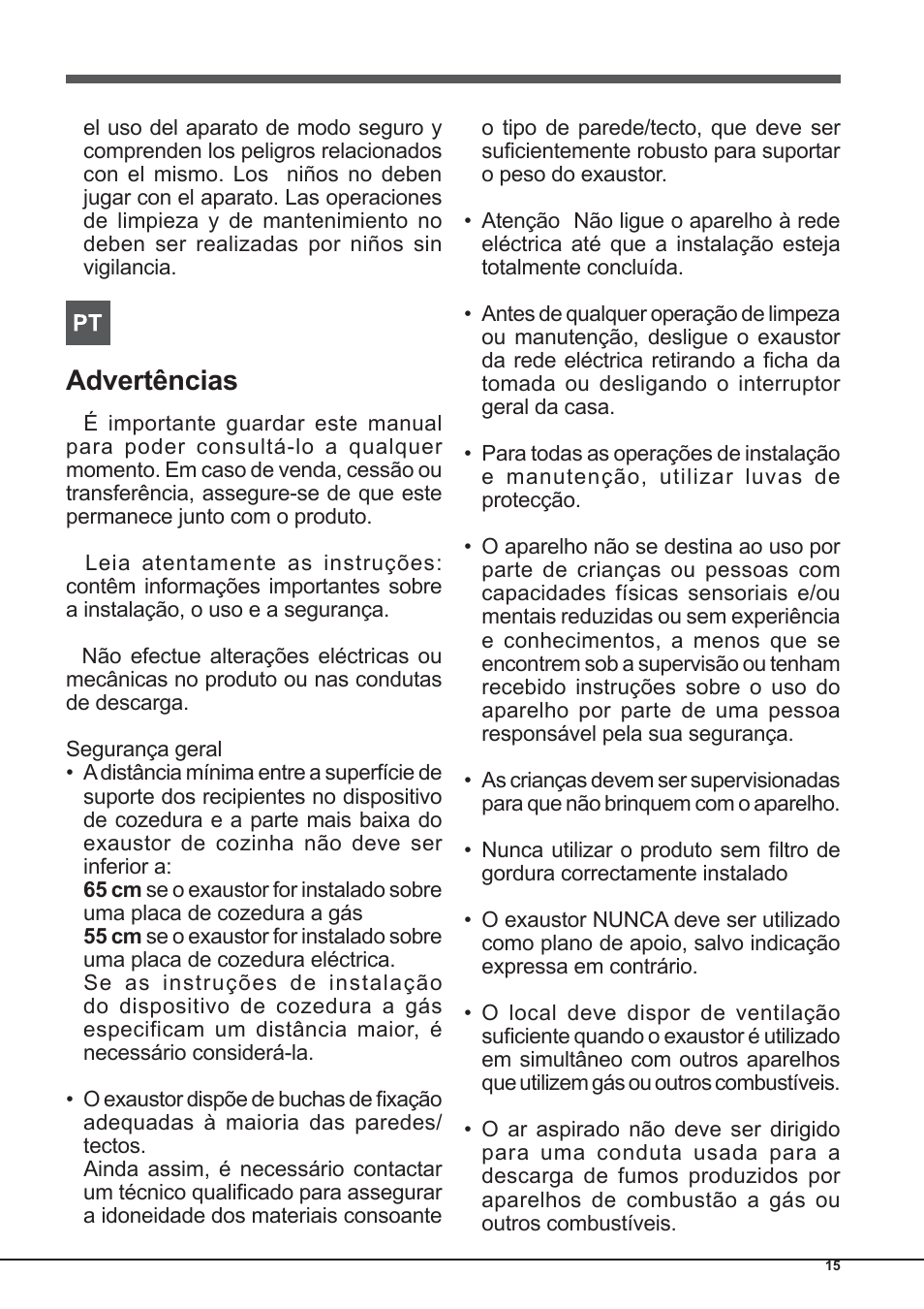 Advertências | Indesit IHP-9.5-C-M-IX User Manual | Page 15 / 80