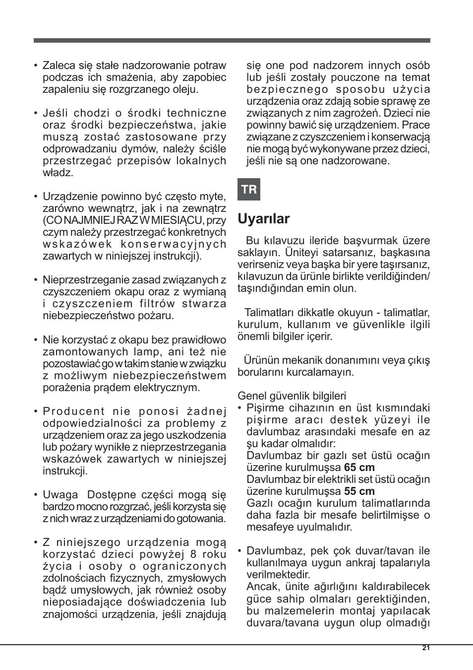 Uyarılar | Indesit IHP-9.5-C-M-IX User Manual | Page 21 / 80