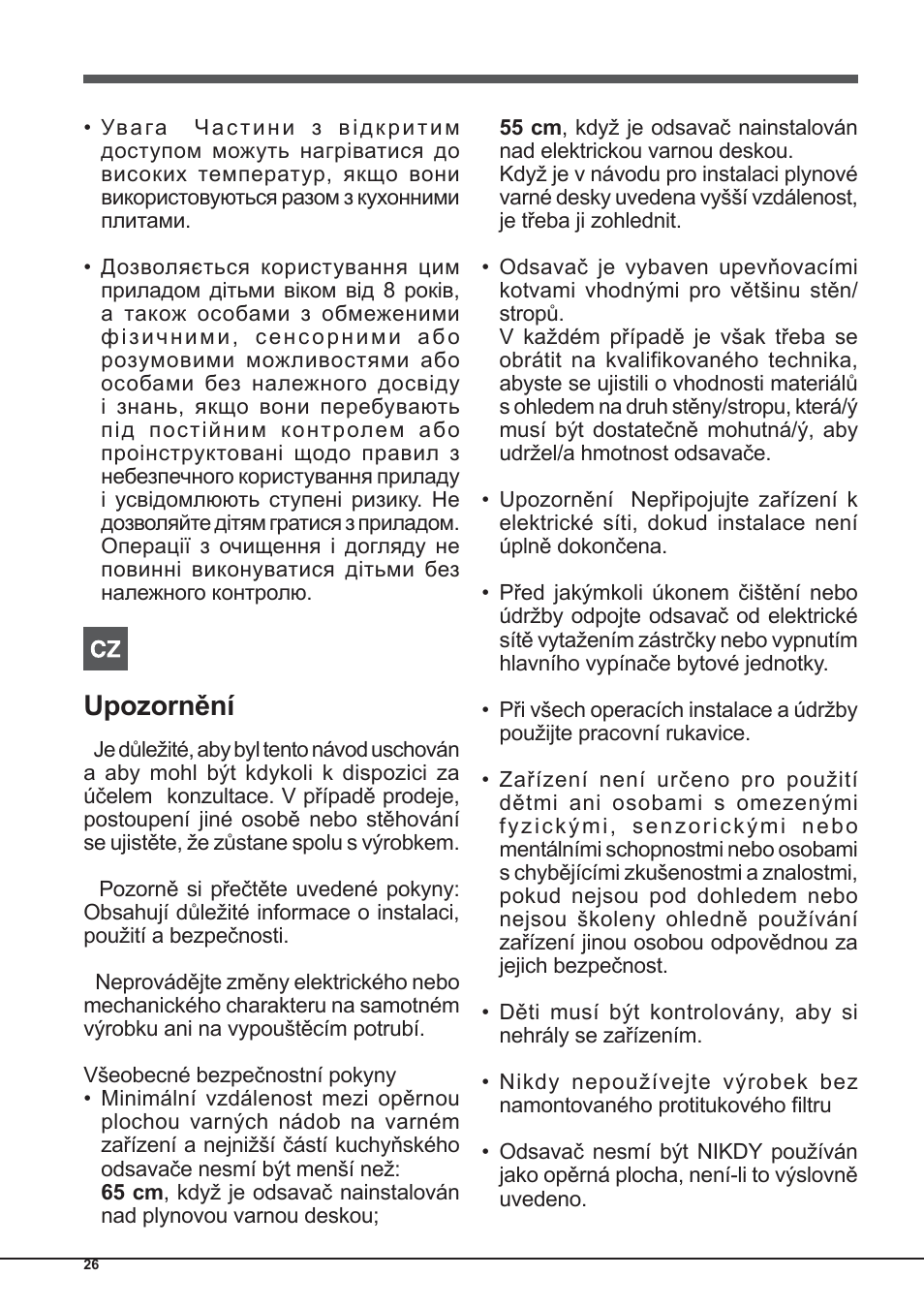 Upozornění | Indesit IHP-9.5-C-M-IX User Manual | Page 26 / 80