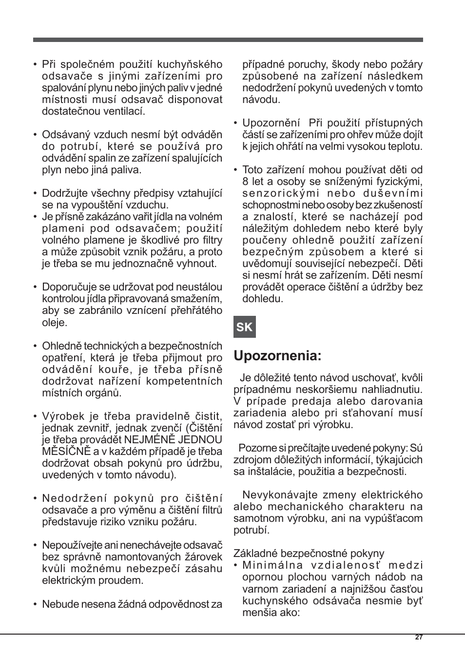 Upozornenia | Indesit IHP-9.5-C-M-IX User Manual | Page 27 / 80