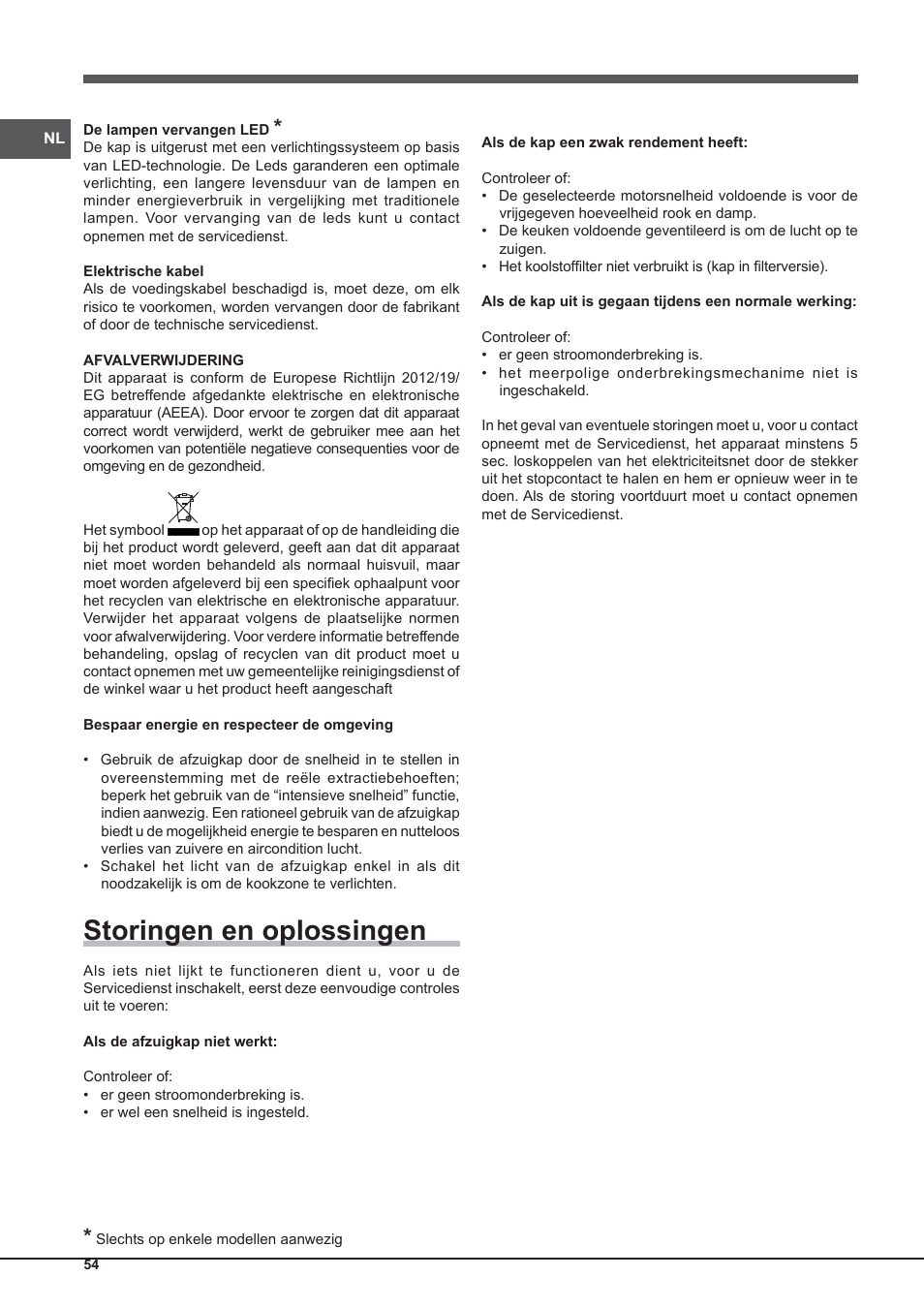 Storingen en oplossingen | Indesit IHP-9.5-C-M-IX User Manual | Page 54 / 80