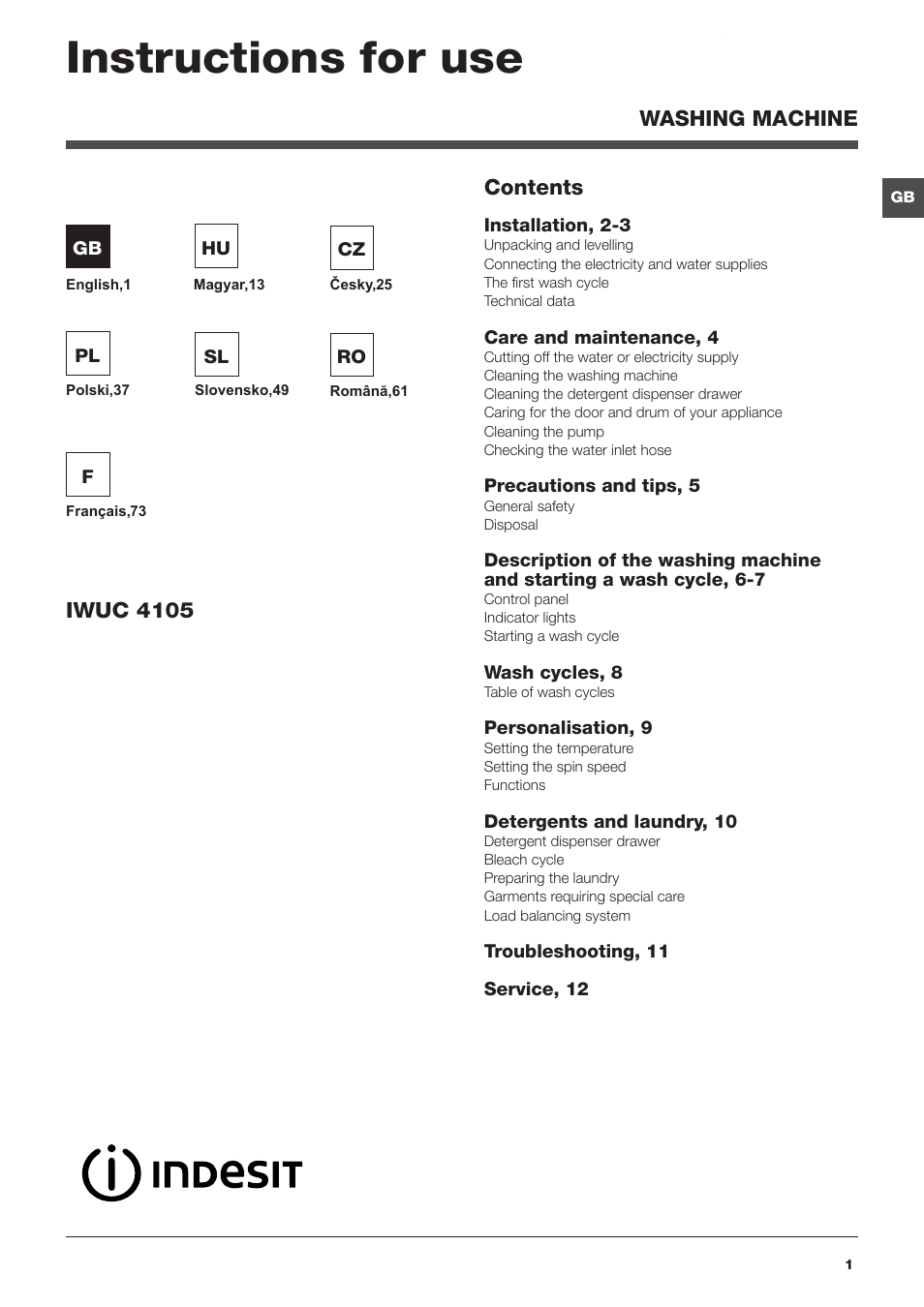 Indesit IWUC-4105-(EU) User Manual | 84 pages