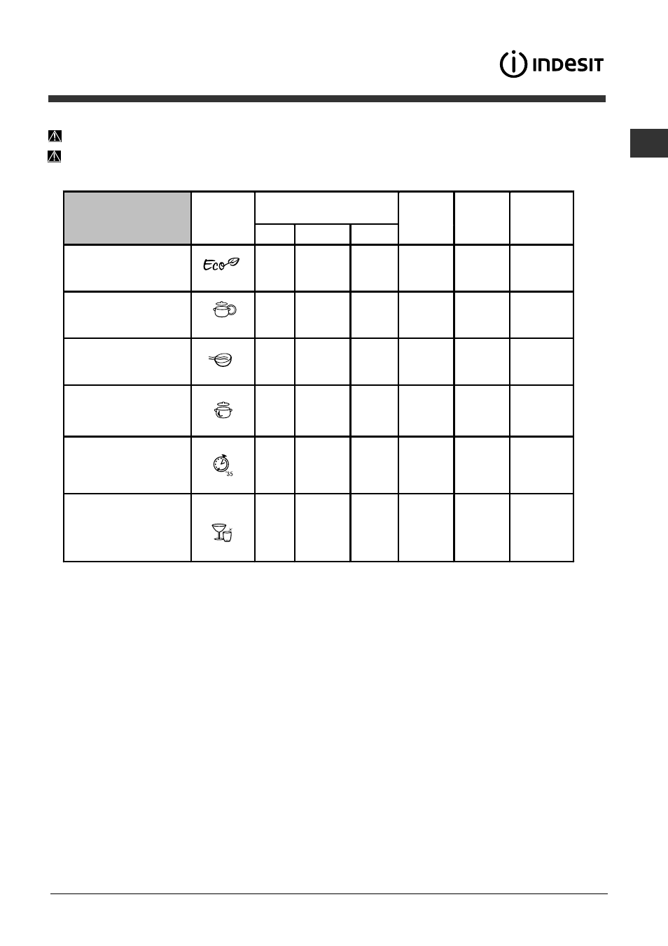 Programma’s | Indesit DIFP-36.R User Manual | Page 51 / 80
