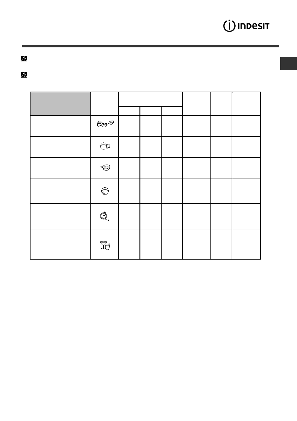 Programmi | Indesit DIFP-36.R User Manual | Page 7 / 80