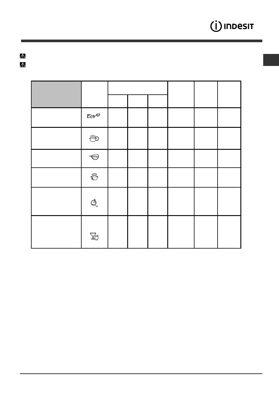 Programas | Indesit DIFP-36.R User Manual | Page 73 / 80