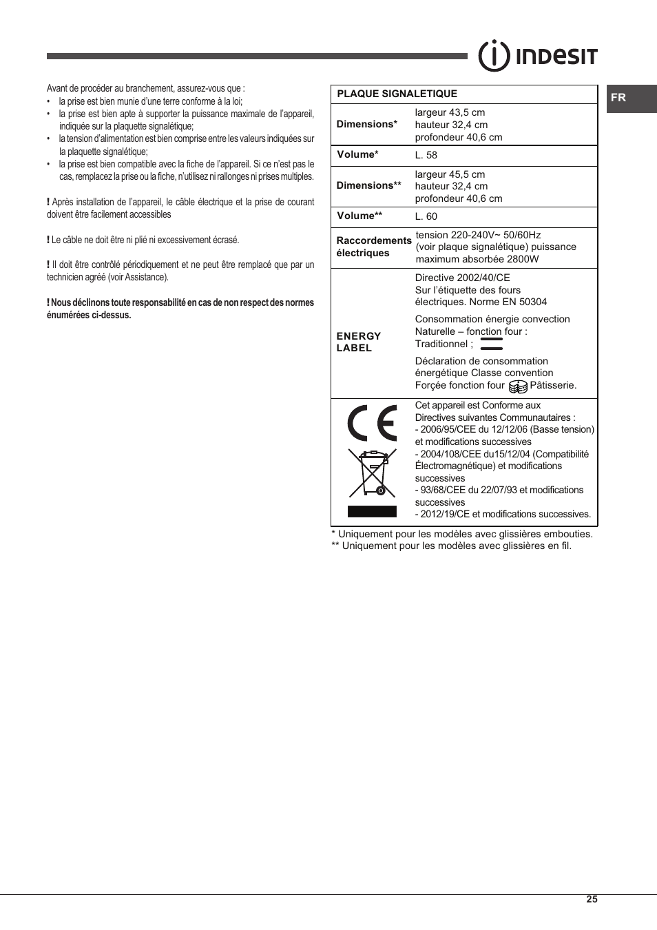 Indesit IFG-63-K.A-(BK)-S User Manual | Page 25 / 52