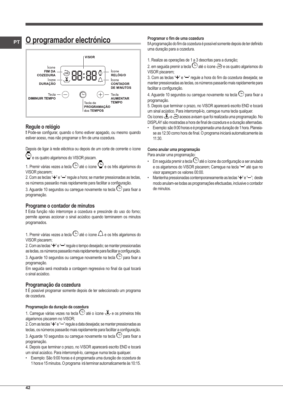 O programador electrónico | Indesit IFG-63-K.A-(BK)-S User Manual | Page 42 / 52