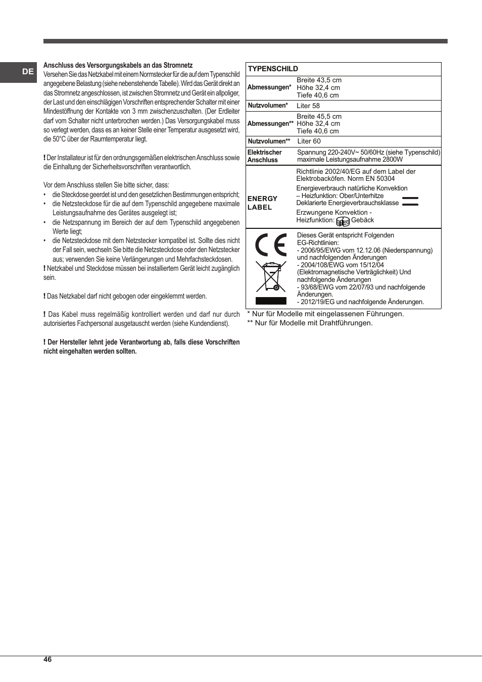 Indesit IFG-63-K.A-(BK)-S User Manual | Page 46 / 52