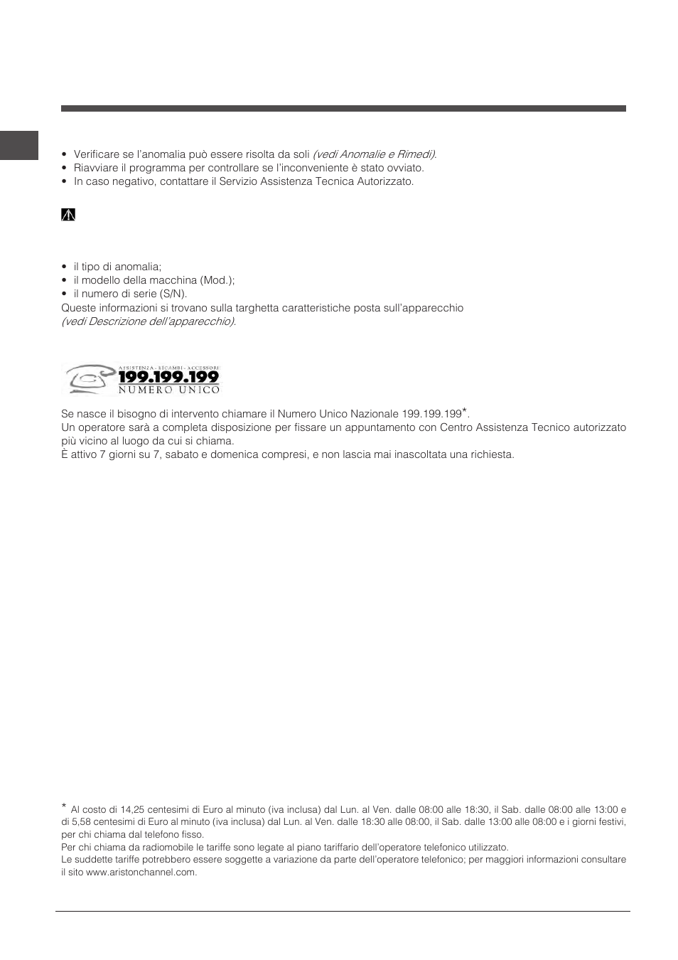 Assistenza | Indesit DIF-14B1-EU User Manual | Page 14 / 84