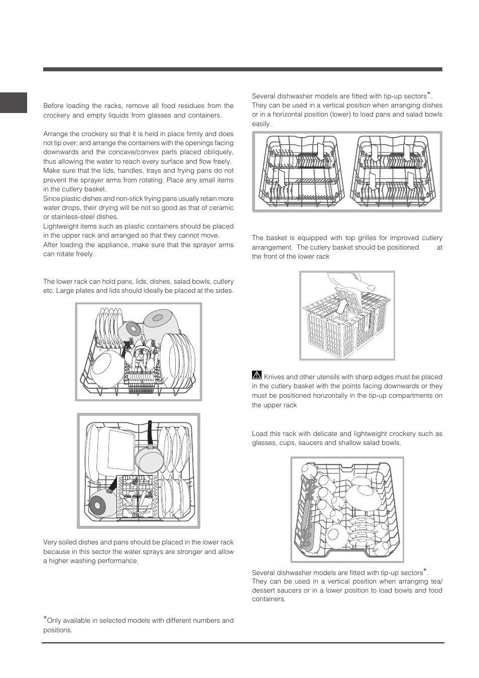 Loading the racks | Indesit DIF-14B1-EU User Manual | Page 22 / 84