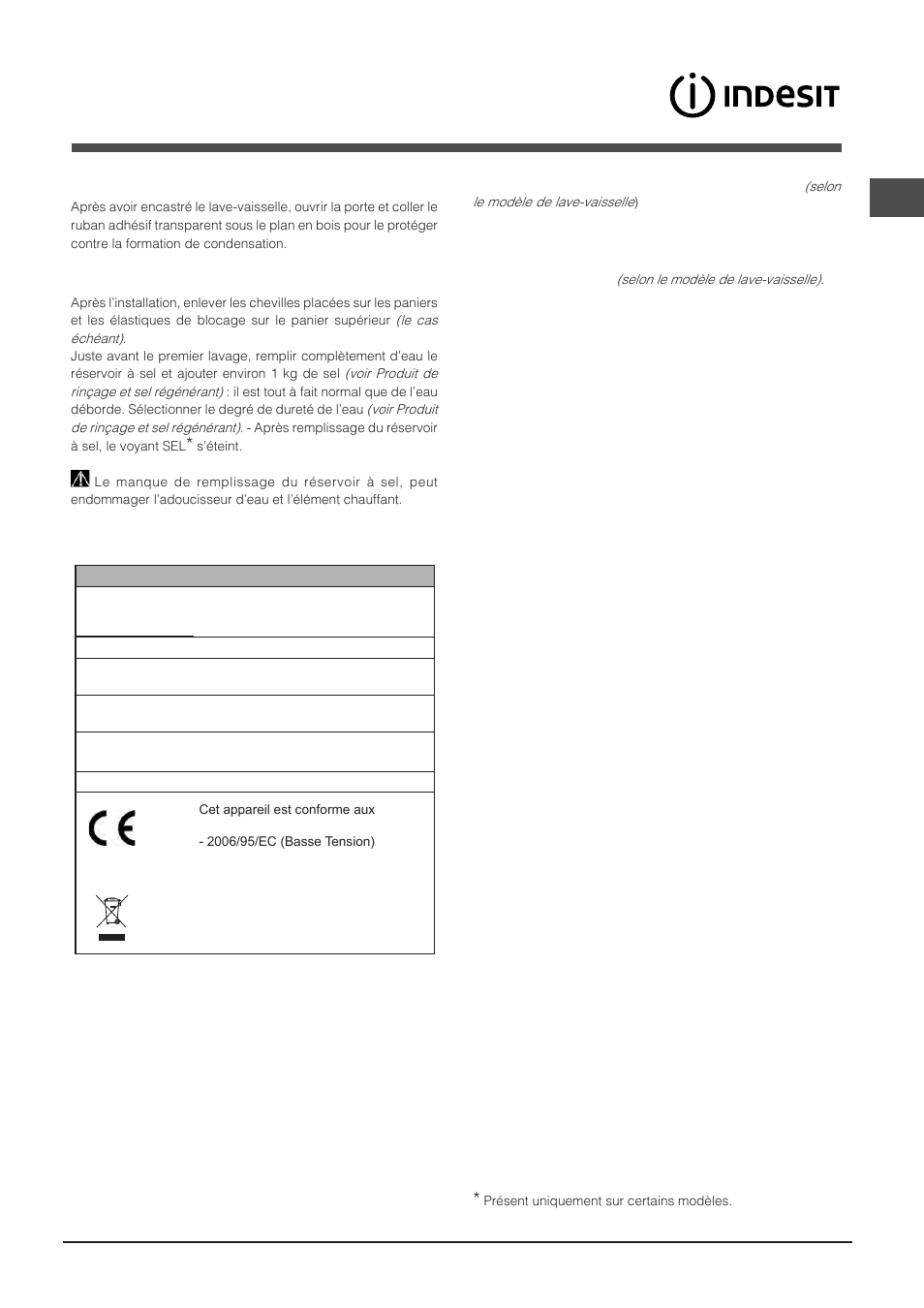 Conseils pour le premier lavage | Indesit DIF-14B1-EU User Manual | Page 33 / 84