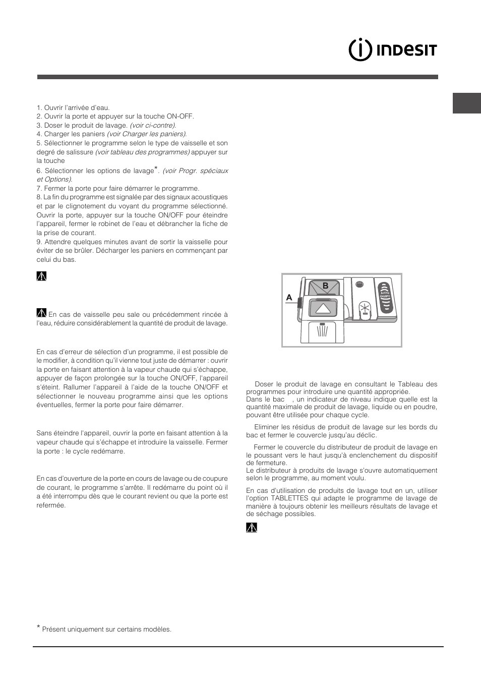 Mise en marche et utilisation, Charger le produit de lavage, Mettre en marche le lave-vaisselle | Indesit DIF-14B1-EU User Manual | Page 37 / 84