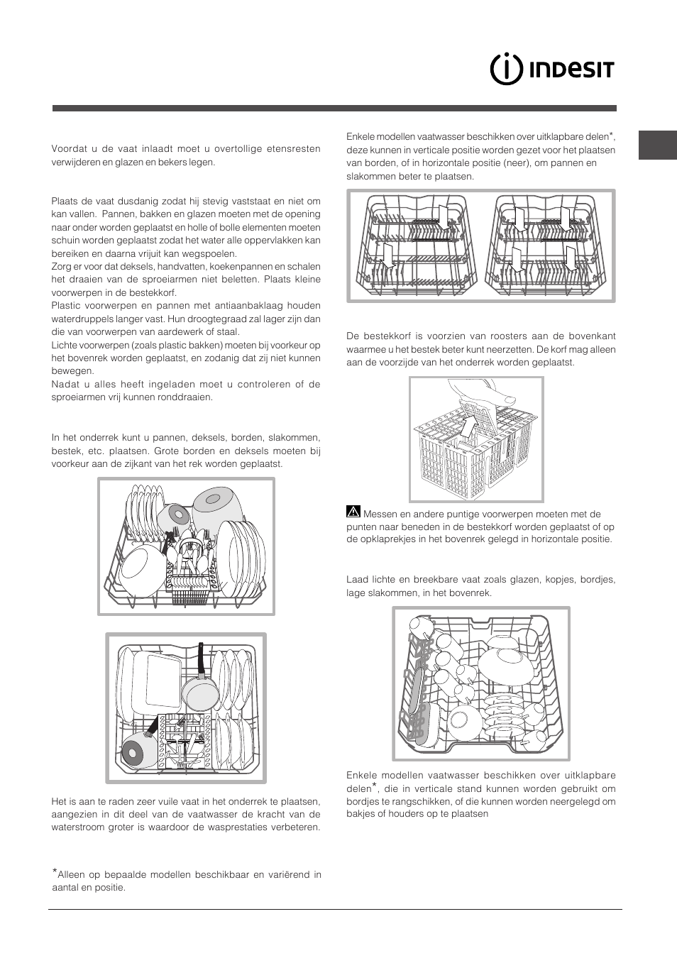 Het laden van de rekken | Indesit DIF-14B1-EU User Manual | Page 49 / 84