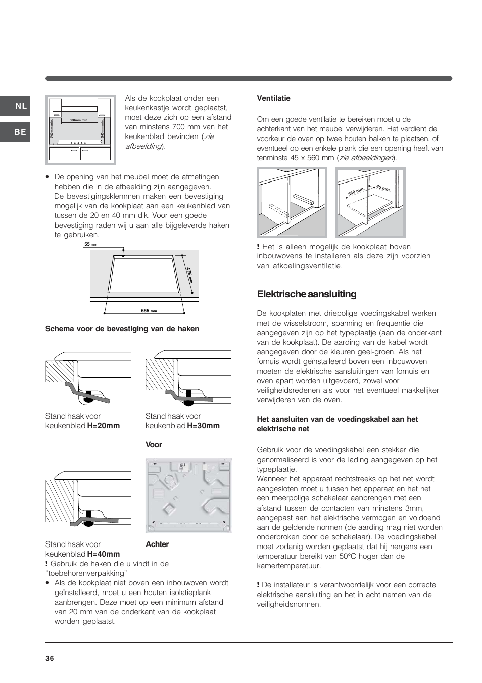 Elektrische aansluiting | Indesit IP-640-S-(AV)-R User Manual | Page 36 / 56