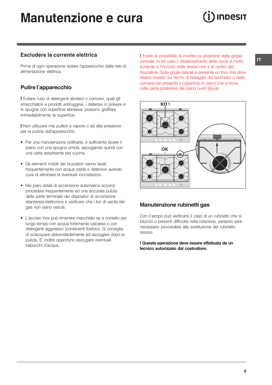 Manutenzione e cura | Indesit IP-640-S-(AV)-R User Manual | Page 9 / 56