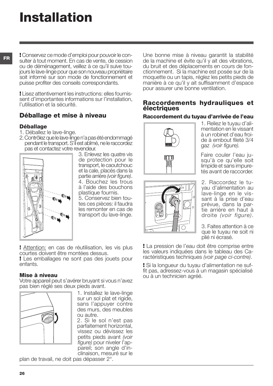 Installation | Indesit IWTE-61281-ECO-(EU) User Manual | Page 26 / 84