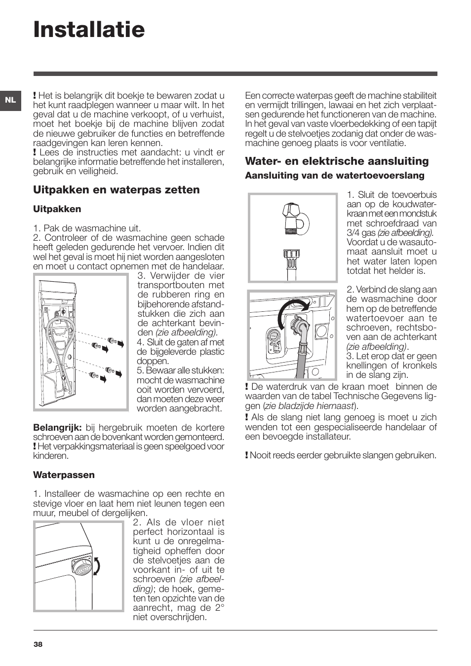 Installatie | Indesit IWTE-61281-ECO-(EU) User Manual | Page 38 / 84