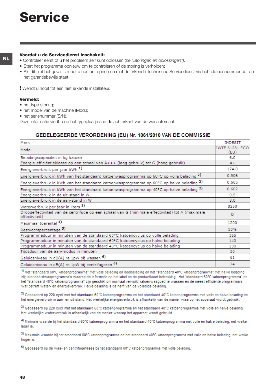 Service | Indesit IWTE-61281-ECO-(EU) User Manual | Page 48 / 84