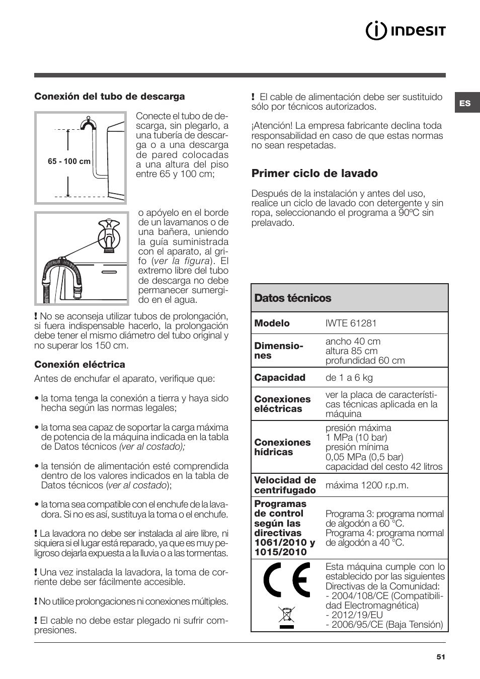 Indesit IWTE-61281-ECO-(EU) User Manual | Page 51 / 84