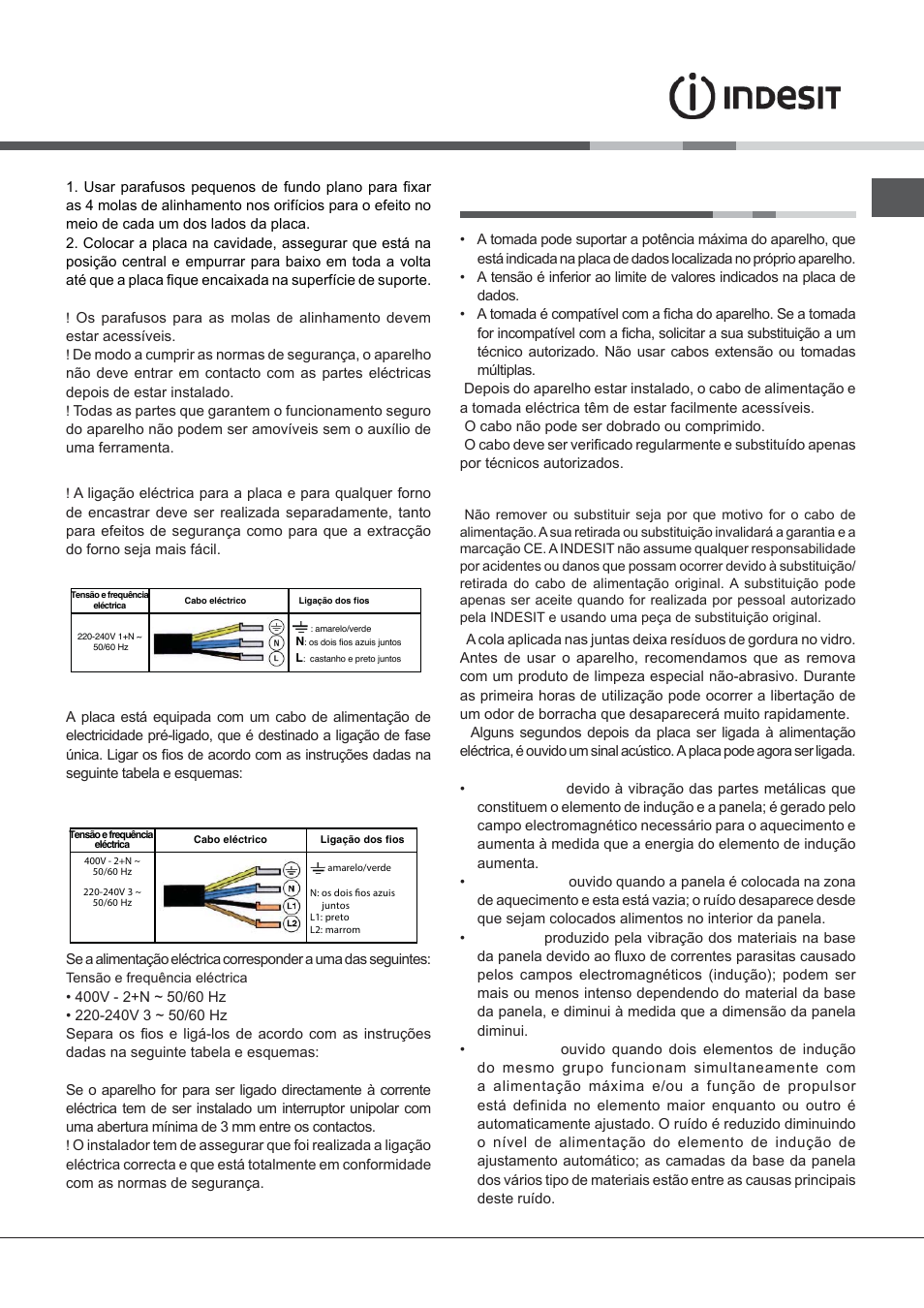 Início e utilização, Ligação eléctrica | Indesit VIX-644-C-E User Manual | Page 35 / 84