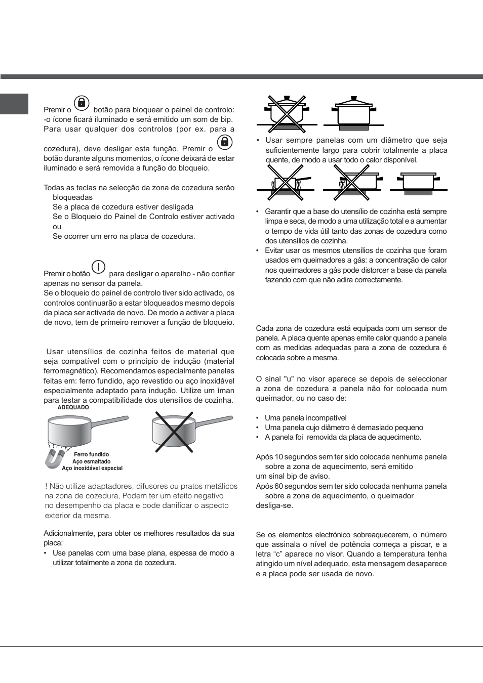 Desligar a placa, Conselhos práticos para usar o aparelho, Dispositivos de segurança | Indesit VIX-644-C-E User Manual | Page 38 / 84
