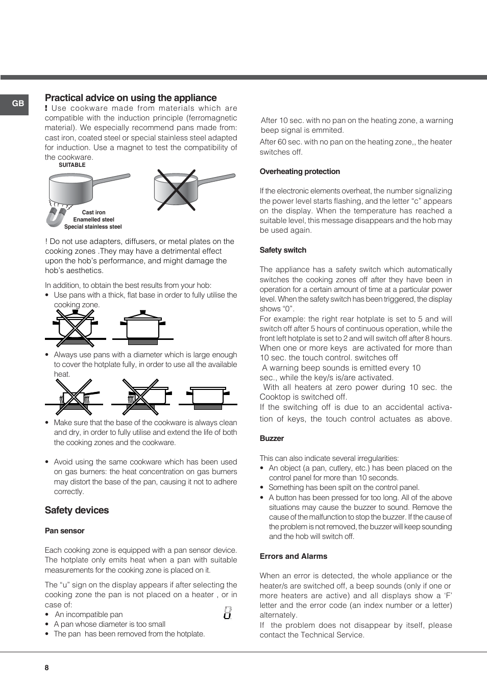 Practical advice on using the appliance, Safety devices | Indesit VIX-644-C-E User Manual | Page 8 / 84