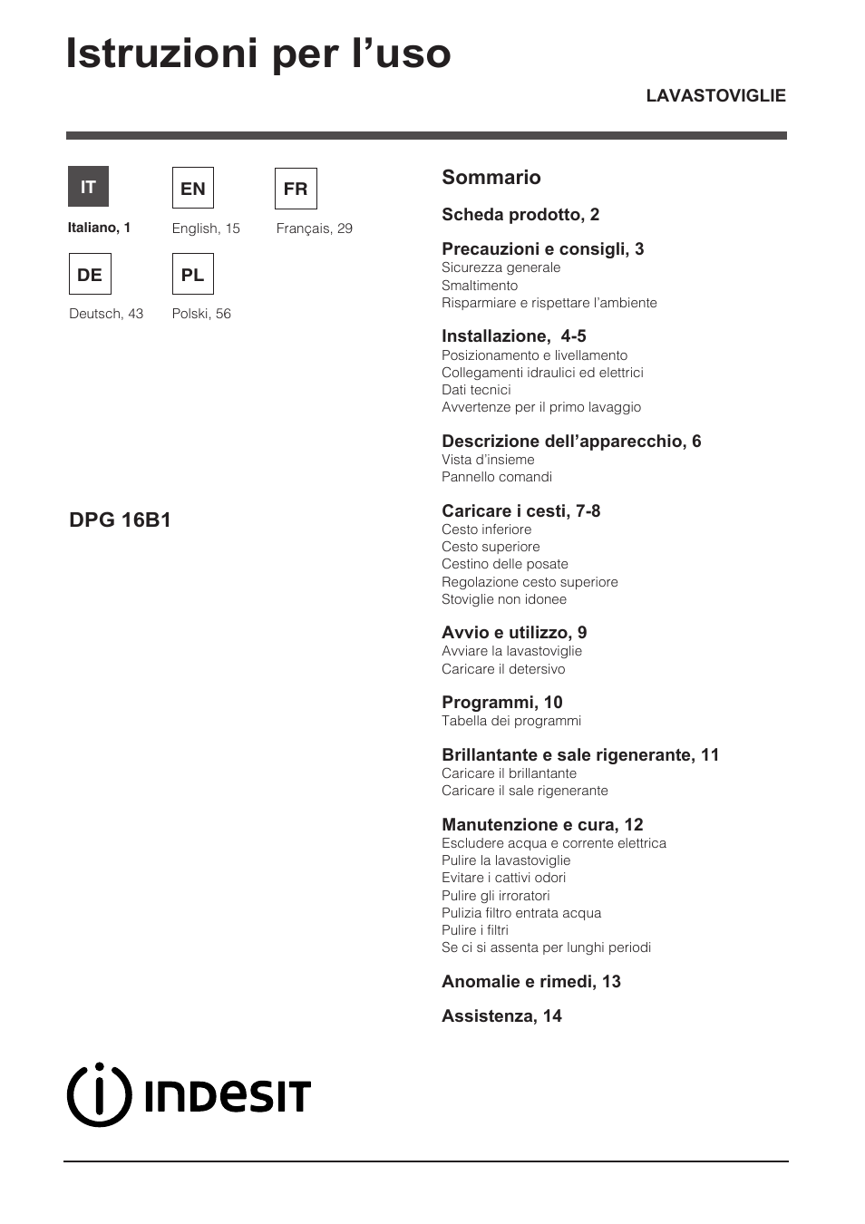 Indesit DPG-16B1-A-K-EU User Manual | 68 pages