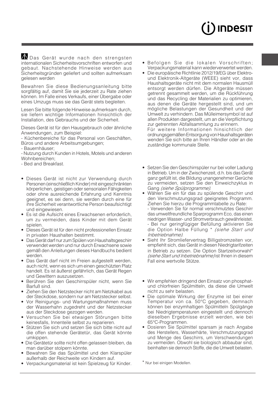 Vorsichtsmaßregeln und hinweise | Indesit DPG-16B1-A-K-EU User Manual | Page 45 / 68